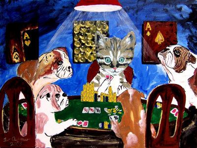 Cats Playing Cards Painting at PaintingValley.com | Explore collection ...