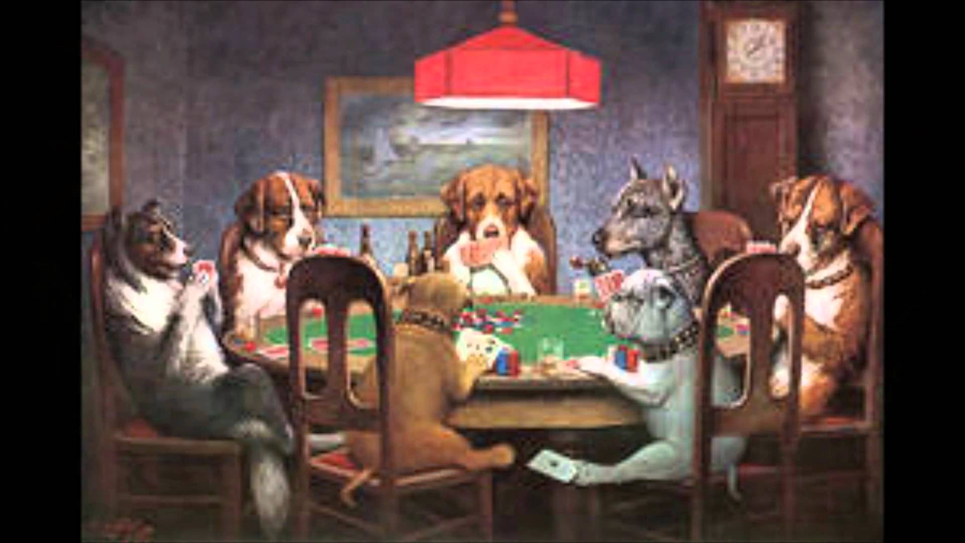 1920x1080 Dogs Playing Poker (Joke Painting Of The Week) - Cats Playing Cards Painting