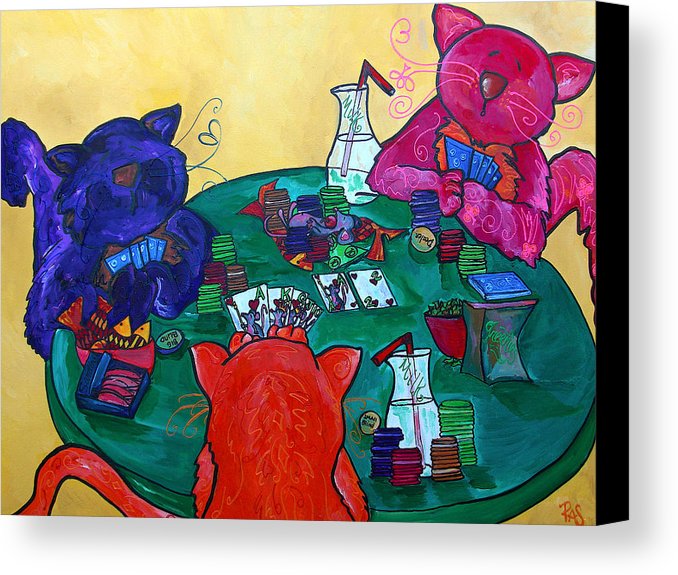 678x575 Fat Cats Playing Cards Canvas Print Canvas Art By Patti Schermerhorn - Cats Playing Cards Painting