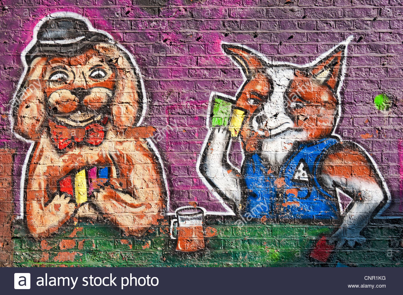 1300x953 Wall Mural Of A Dog And Cat Playing Cards, New Wakefield Street - Cats Playing Cards Painting