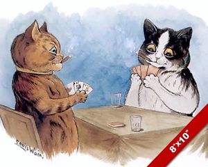 300x240 Cats Smoking Amp Playing Cards Louis Wain Painting Fun Cat Art Real - Cats Playing Cards Painting