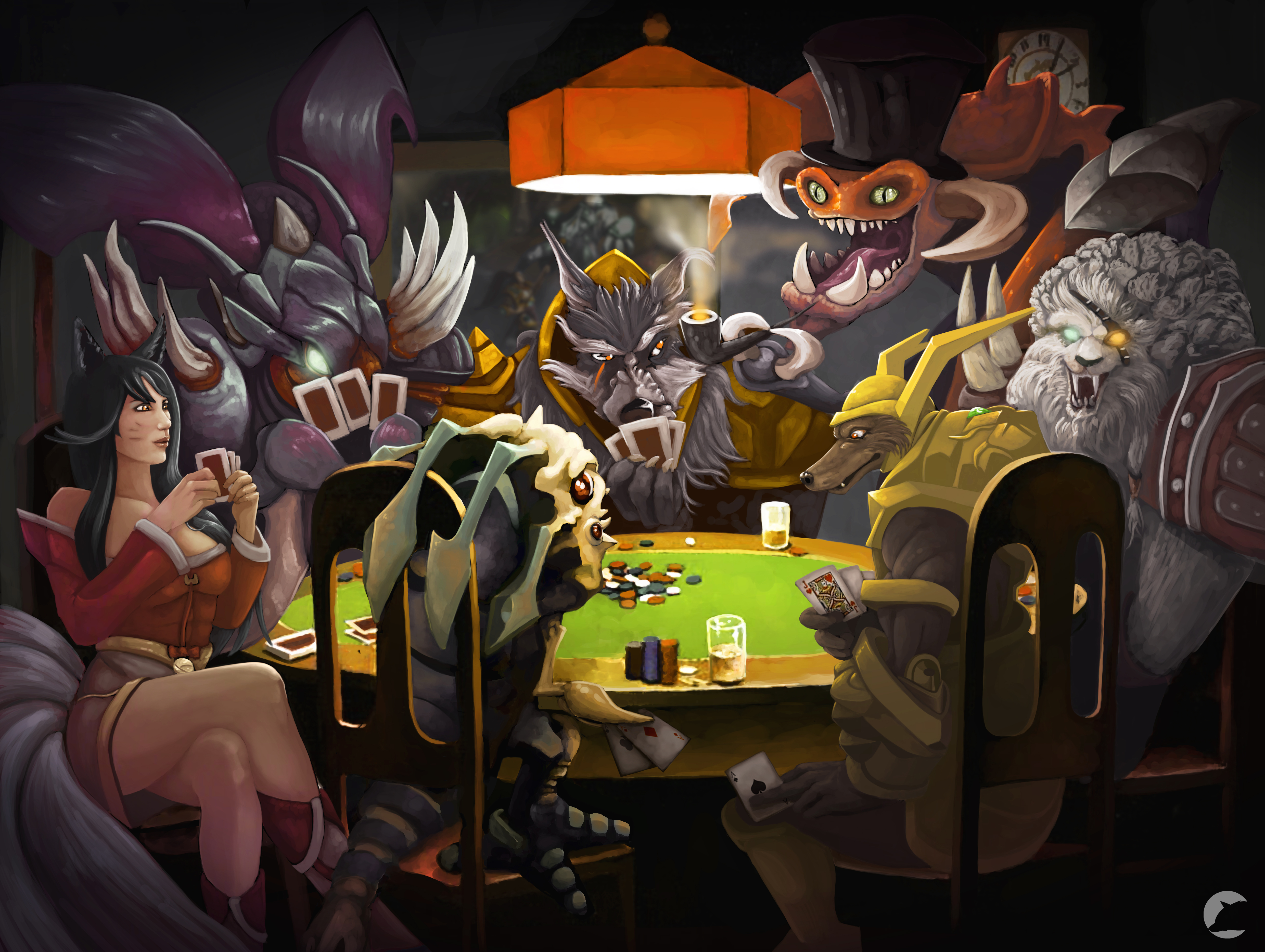 4961x3735 Adrian Wolve Art This Site Is The Cat's Pajamas - Cats Playing Poker Painting