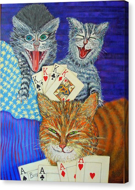 444x622 Cat Poker Painting By Dwain Ray - Cats Playing Poker Painting
