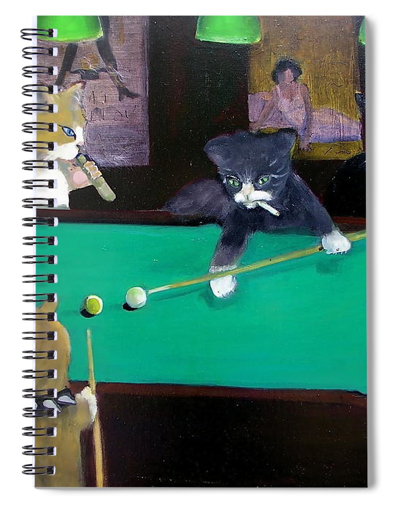 770x1000 Cats Playing Pool Spiral Notebook For Sale By Gail Eisenfeld - Cats Playing Pool Painting