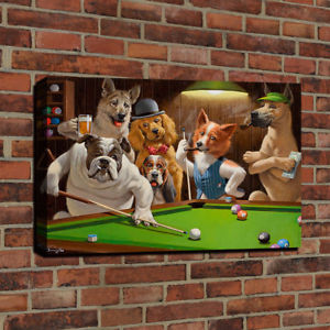 300x300 Dogs Playing Pool Billiards Ebay - Cats Playing Pool Painting