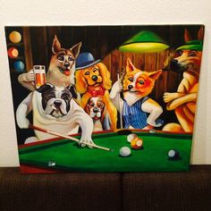 236x236 Kittens Playing Pool Victorian Cat Illustration Modern Postcard - Cats Playing Pool Painting