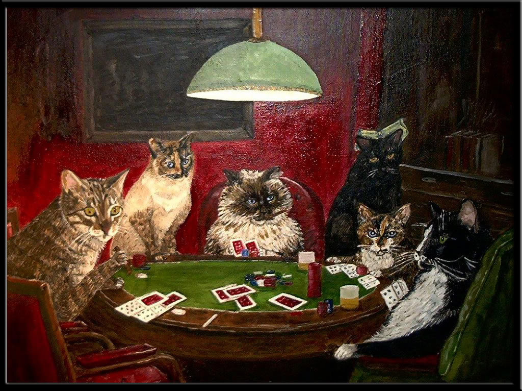 1024x766 March 2011 Elysianhunter, Always Inciteful - Cats Playing Pool Painting