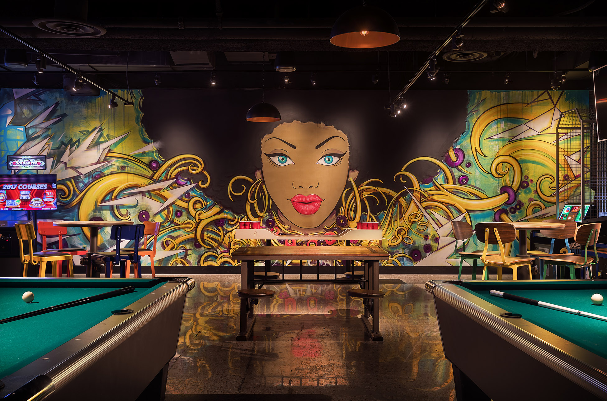 1950x1290 Meet The Artists Behind Level Up's Majestic Murals - Cats Playing Pool Painting