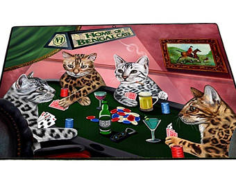 340x270 Poker Mat Etsy - Cats Playing Pool Painting