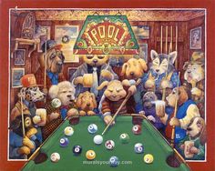 236x188 69 Best Bill Bell Art Images On Bell Art, Bill O'Brien - Cats Playing Pool Painting