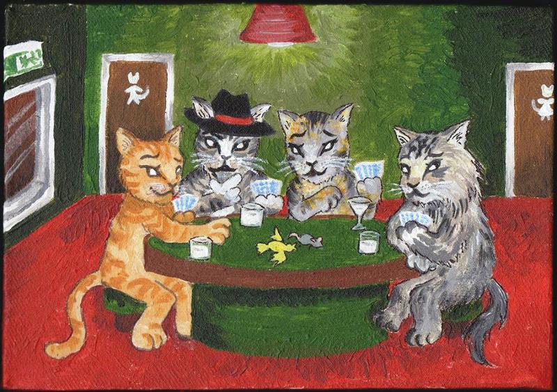 Cats Playing Pool Painting at PaintingValley.com | Explore collection ...