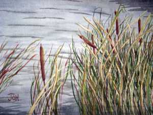 300x225 Small Lakes J O Huppler - Cattails Painting