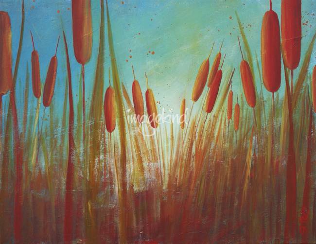 650x502 Stunning Cattails Acrylic Painting Reproductions For Sale - Cattails Painting