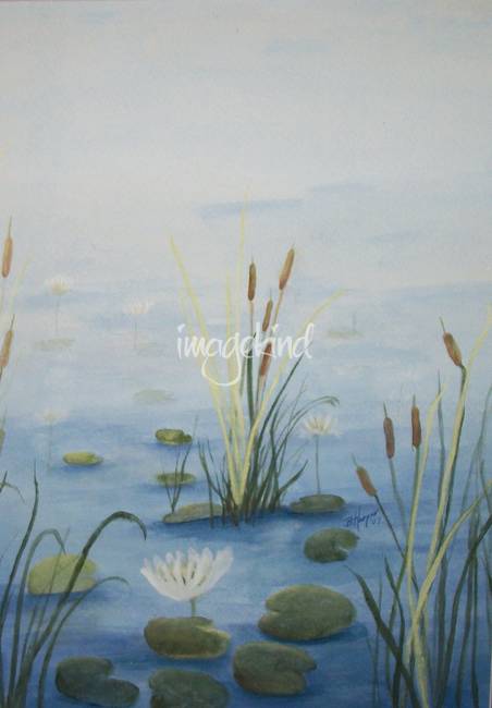 452x650 Cattails Amp Lilies By Beverly Harper - Cattails Painting