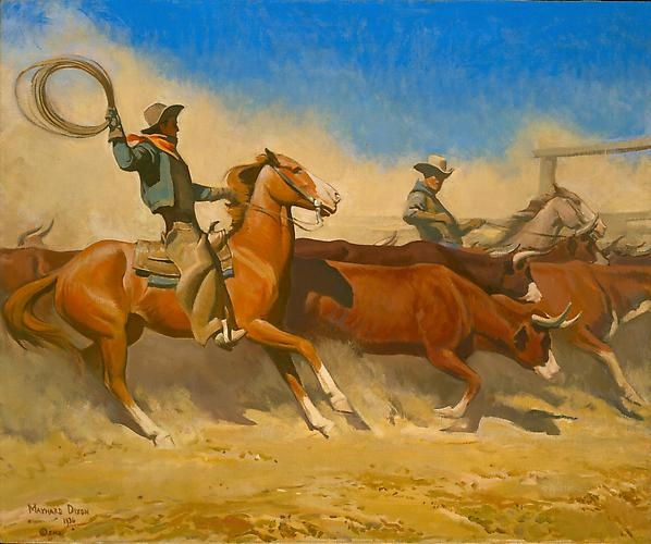598x500 Cattle Drive Westerns - Cattle Drive Painting