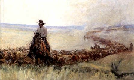 446x267 Cattle Drives And Round Ups, Then And Now - Cattle Drive Painting