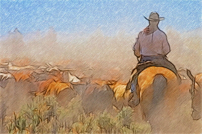 400x267 Main Cattle Drive Cr Kevin Bell By T Douglas Painting - Cattle Drive Painting