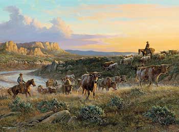 350x259 Margaret Borland History Of American Women - Cattle Drive Painting