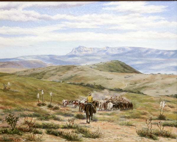600x484 Western Art Culberson Cattle Drive Western - Cattle Drive Painting