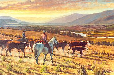 366x243 Cattle Drive - Cattle Drive Painting