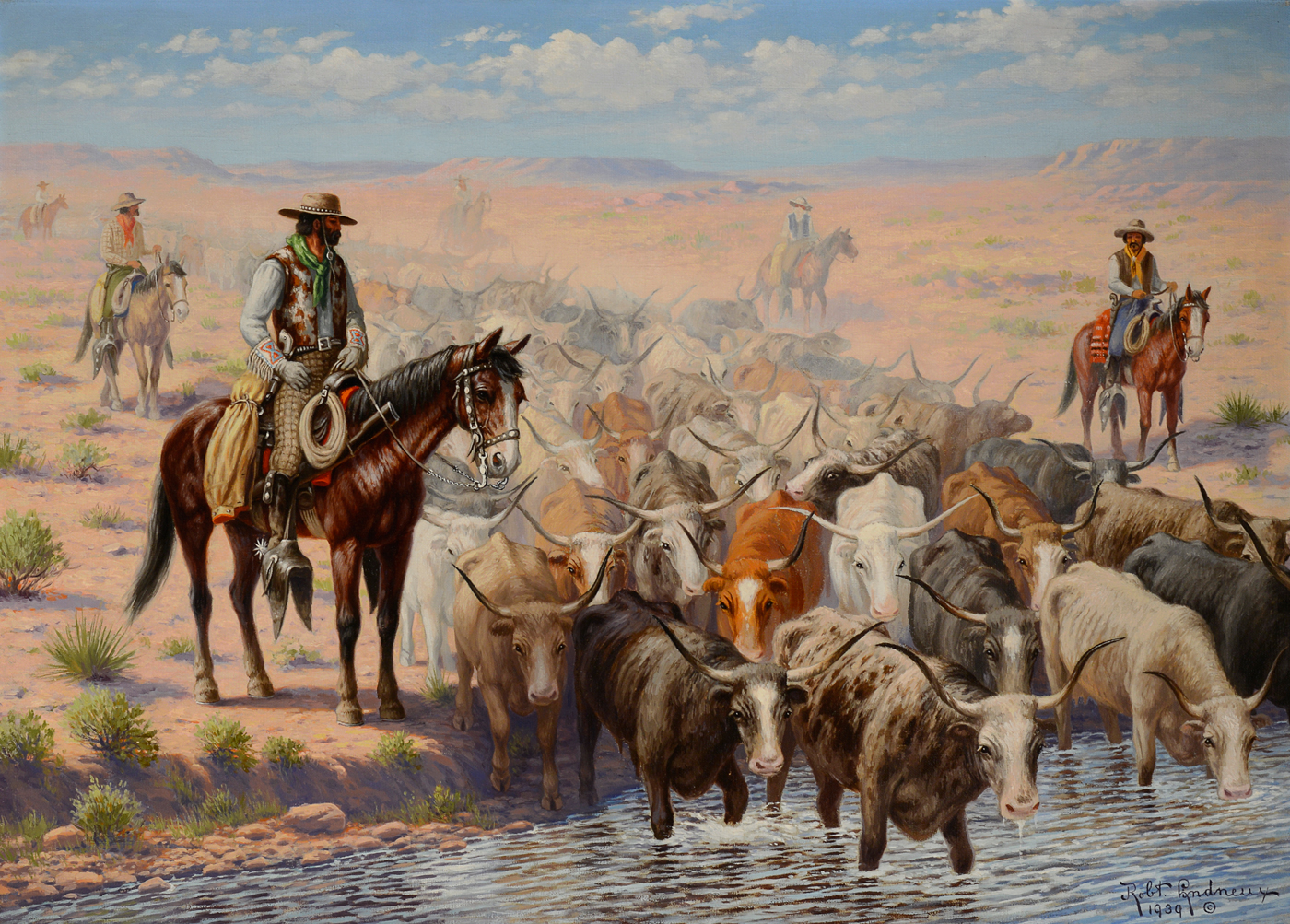 1400x1003 Cattle Drive - Cattle Drive Painting