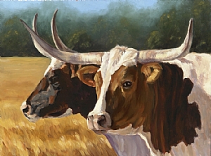 300x222 Denise Rich Oil Paintings Of Cows Richard Beal - Cattle Painting