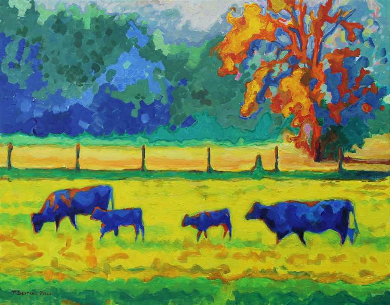 770x603 Saatchi Art Texas Cows And Calves - Cattle Painting