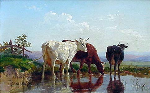 483x298 Cattle Watering - Cattle Painting