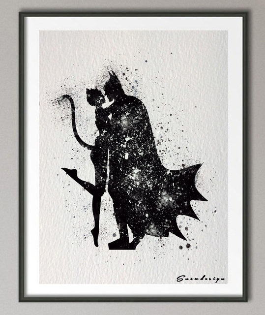 539x640 Online Shop Batman Catwoman Watercolor Canvas Painting Pop Wall - Catwoman Painting