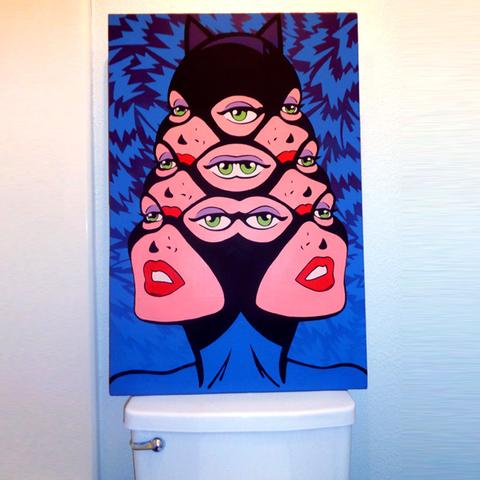 480x480 Trippy Dc Comics' Catwoman Pop Art Painting For Sale Palm Treat - Catwoman Painting