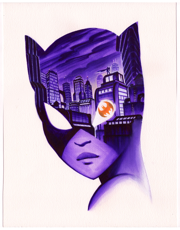 623x792 Veronica Fish Illustration Catwoman Painting For Heroescon - Catwoman Painting