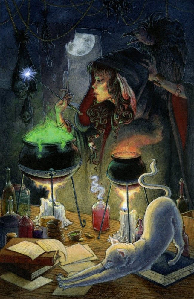 649x1000 Digital Witch Painting. In This, The Cauldron Gives Off The Most - Cauldron Painting