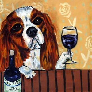 300x300 Cavalier King Charles Spaniel Wine Art Dog Coaster Tile Animals Ebay - Cavalier King Charles Painting