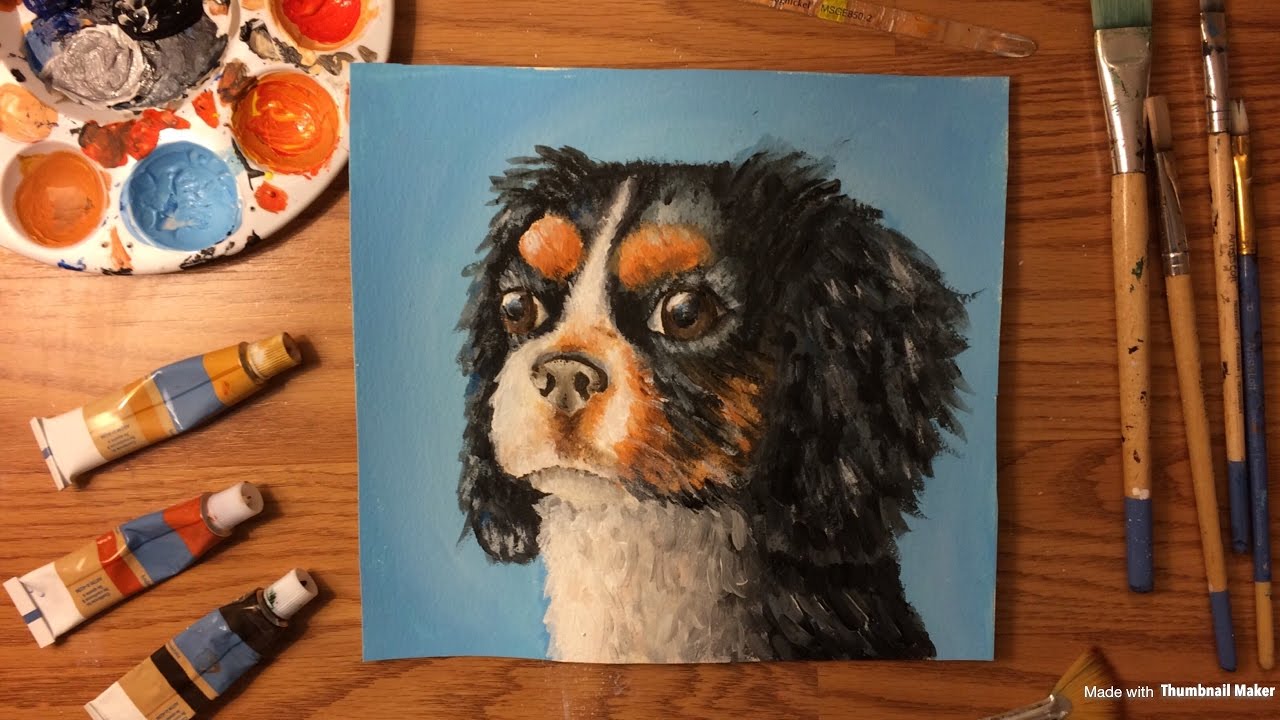 1280x720 Painting A Cavalier King Charles Spaniel - Cavalier King Charles Painting