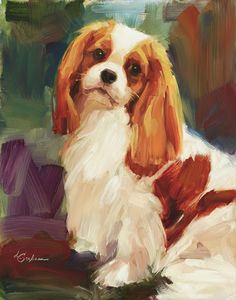 236x300 Colorful King Charles Spaniel Dog Portrait By Svetlana Novikova - Cavalier King Charles Spaniel Painting