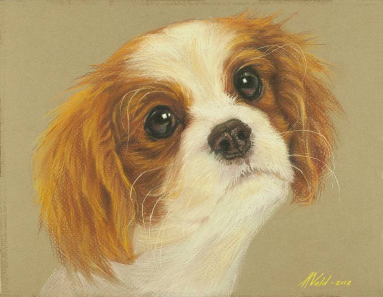 770x597 Saatchi Art Cavalier King Charles Spaniel Original Pastel - Cavalier King Charles Spaniel Painting