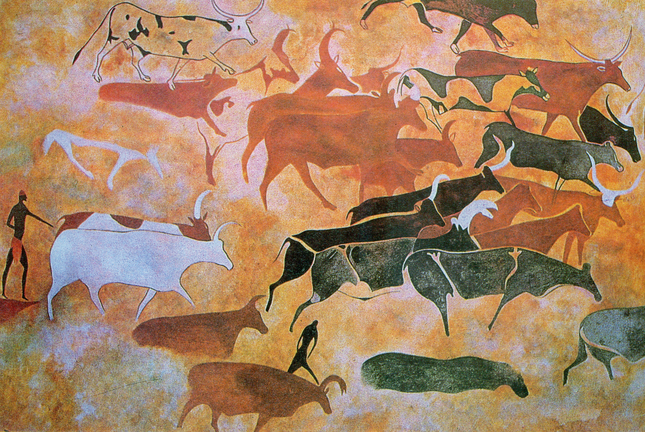 2251x1508 Filecave Painting From The Tassili N'Ajjer Mountains.jpg - Cave Painting