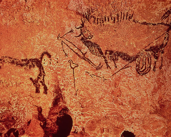 600x480 Rock Painting Of A Hunting Scene, C.17000 Bc Cave Painting Poster - Cave Painting Poster