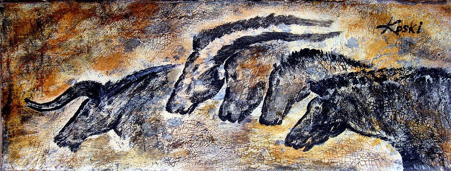 900x341 Chauvet Cave Art Prints For Sale Chauvet Cave Auroch And Horses - Cave Painting Prints