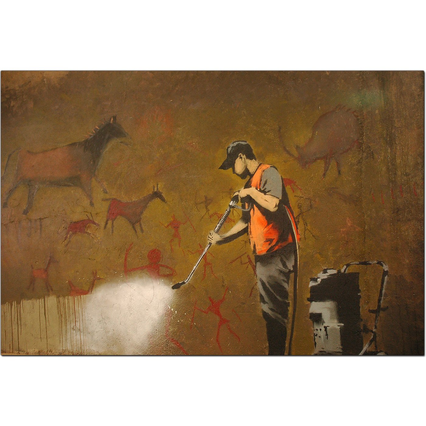 1400x1400 Banksy Canvas Prints - Cave Painting Prints