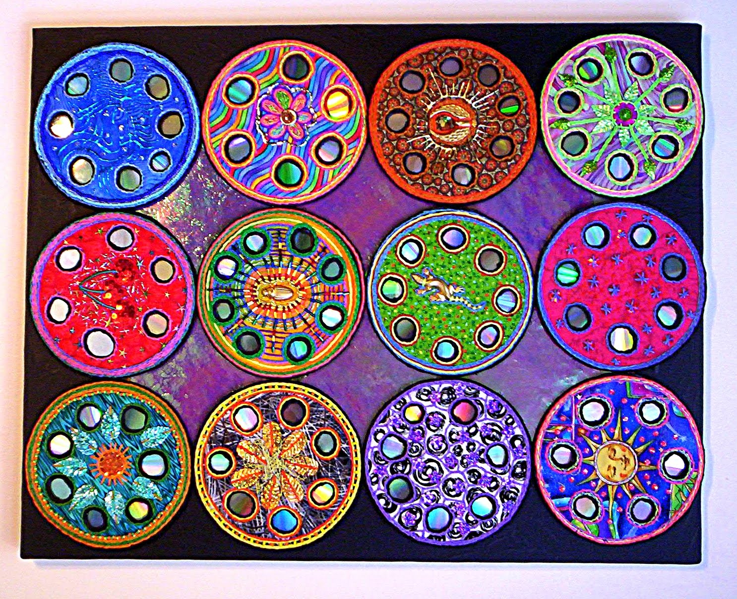 1486x1208 Beads For Brains And Threads For Veins Cd Quilt Painting 2010 - Cd Painting