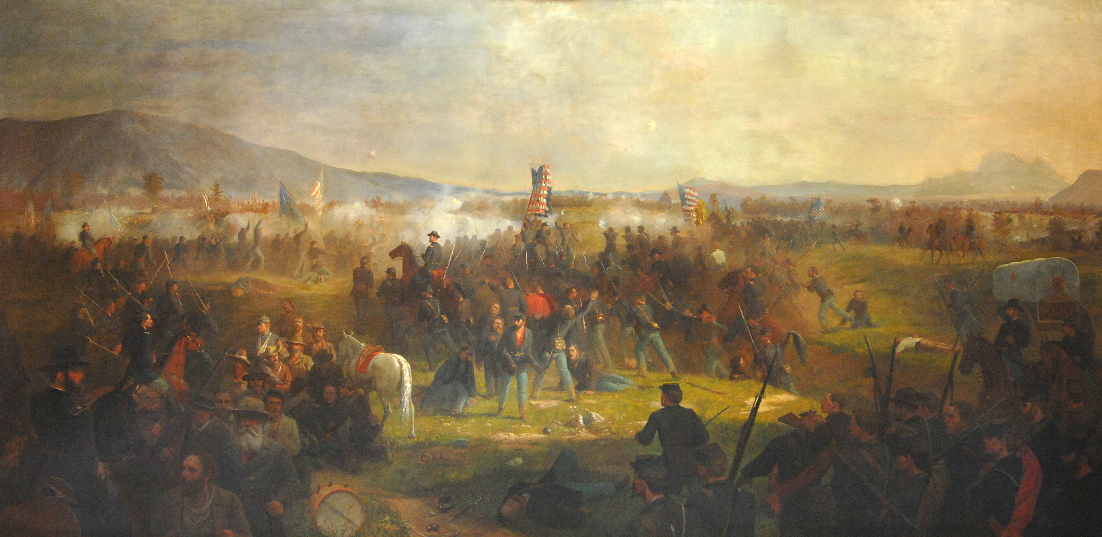 3568x1740 Overview Of The Battle Of Cedar Creek - Cedar Creek Collection Painting