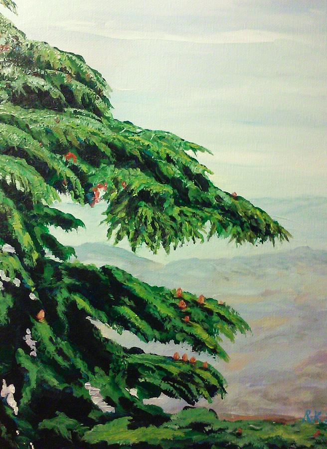 656x900 The Cedar Tree Painting By Ray Khalife - Cedar Tree Painting