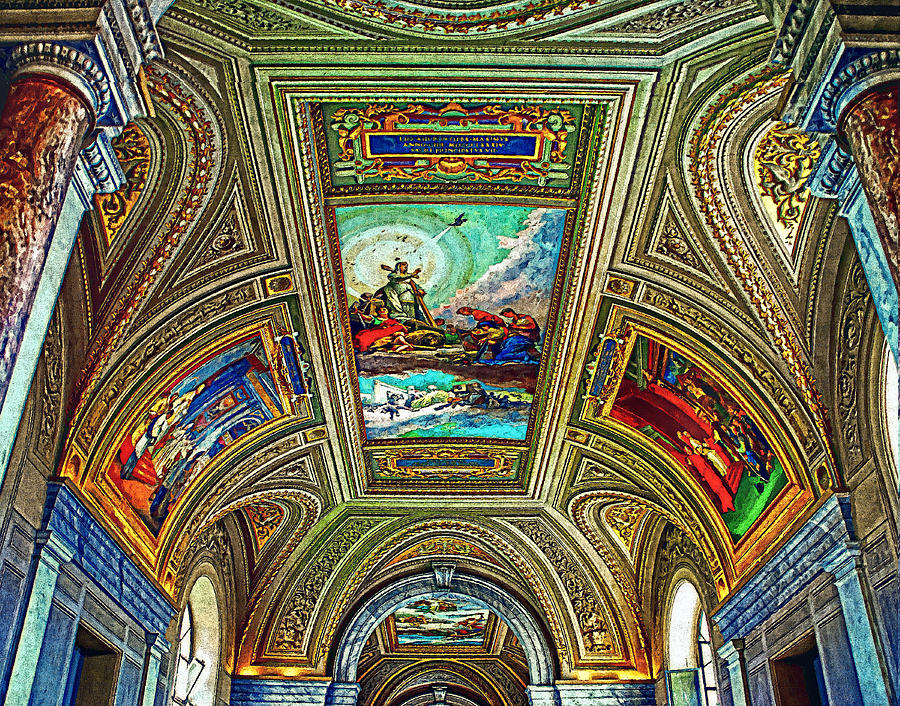900x706 Vatican Museum Religion Ceiling Art Painting Painting By Andres Ramos - Ceiling Art Painting