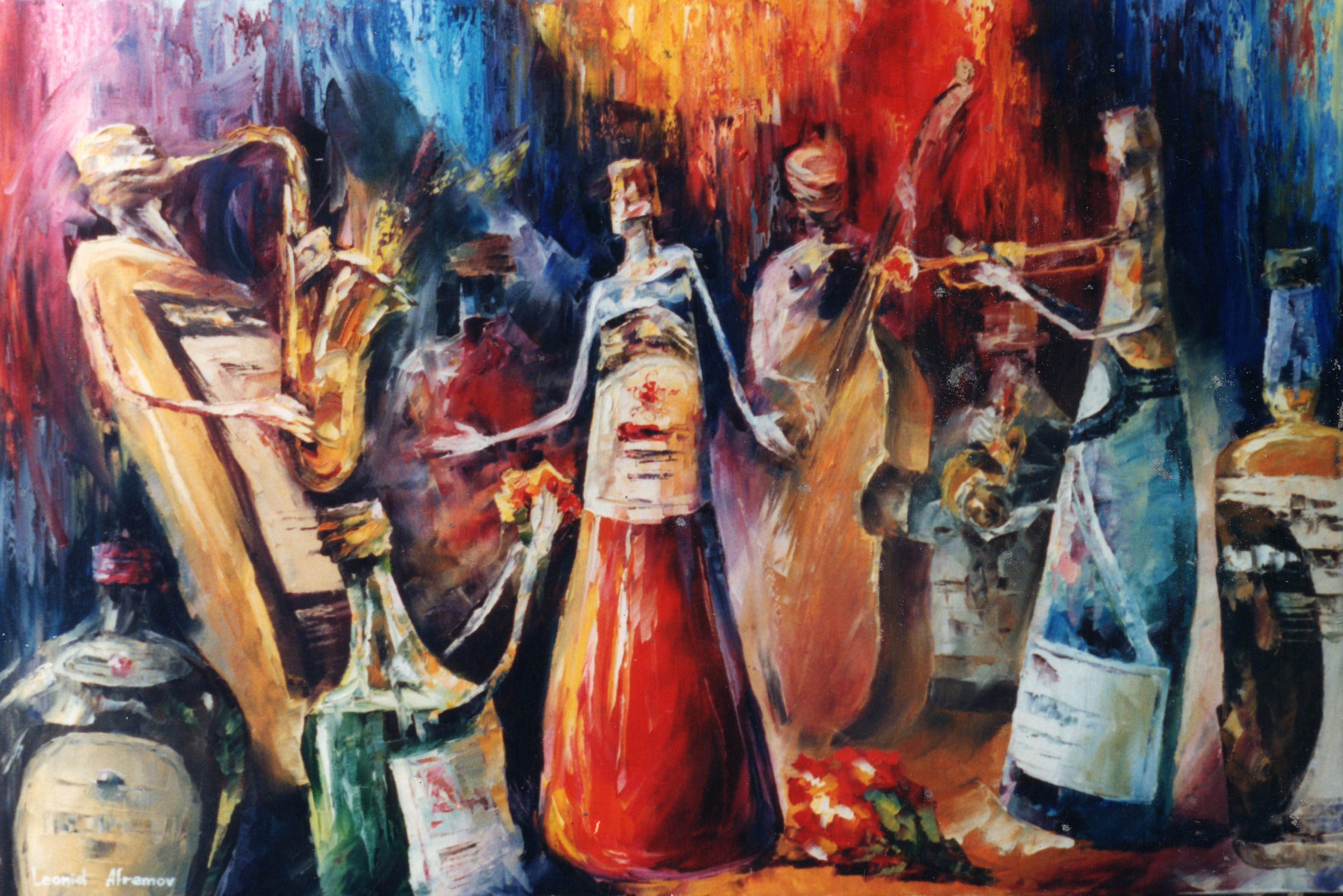 3571x2382 Friends And Celebration Palette Knife Oil Painting On Canvas By - Celebration Painting