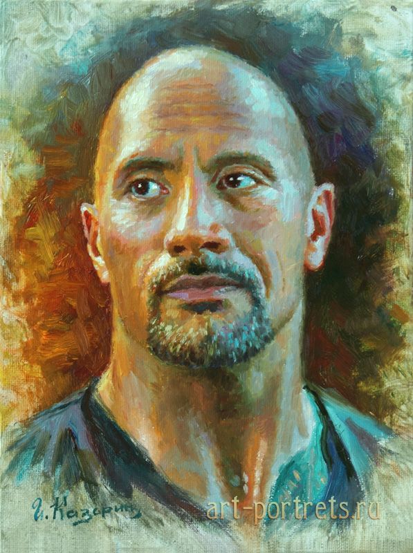 597x800 Dwayne Johnson Painting. The Rock. Celebrity Paintings Portrety - Celebrity Painting