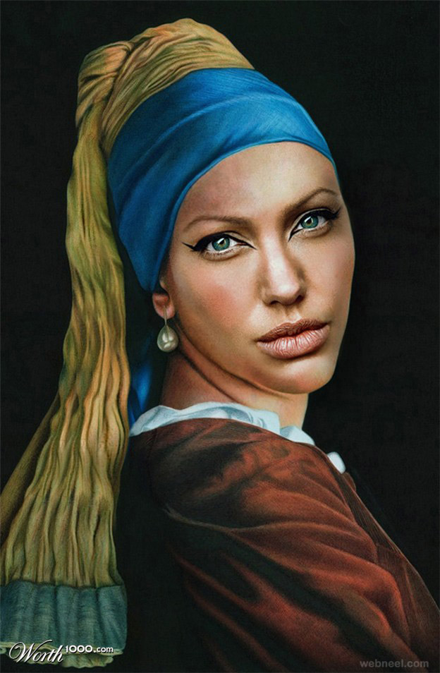 624x954 Angelina Jolie Old Art Celebrity Painting By Pixjockey 6 - Celebrity Painting