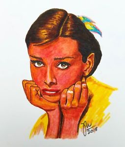 255x300 Audrey Hepburn Original Sketch Of Hollywood Celebrity Art Painting - Celebrity Painting