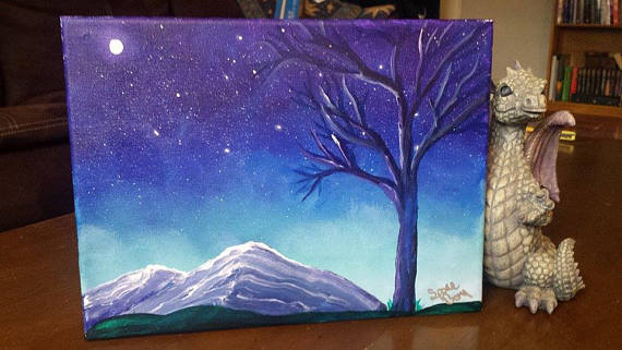 570x321 Galaxy Painting Galaxy Art Milky Way Painting Milky Way Art - Celestial Painting