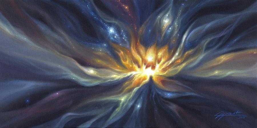 900x450 Celestial Lotus Painting By Lucy West - Celestial Painting